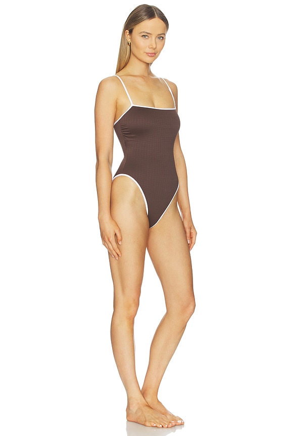 view 2 of 3 Beach Bound Square Neck One Piece in Dark Chocolate