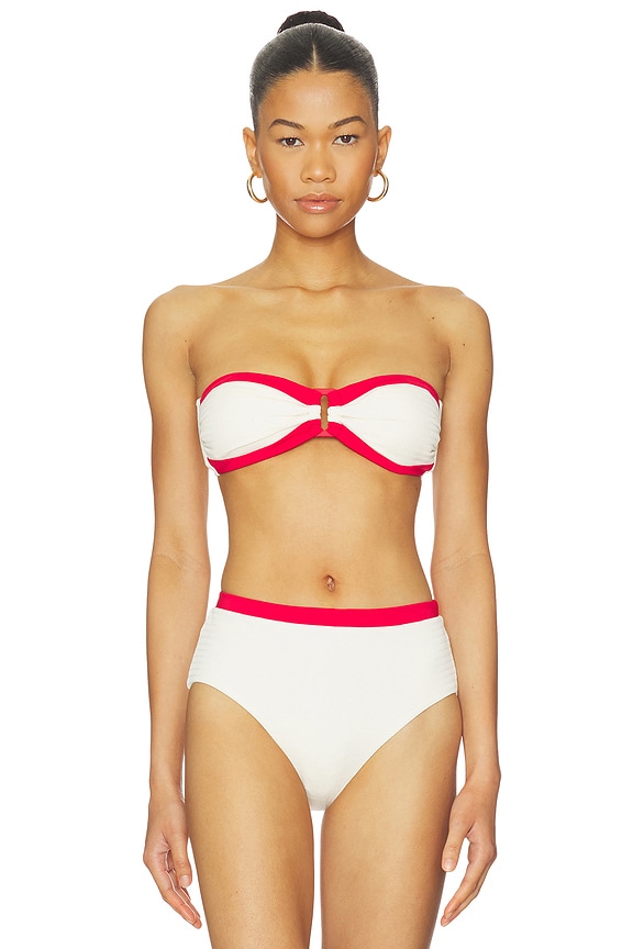 view 1 of 5 HAUT DE MAILLOT DE BAIN FORME BANDEAU BAND WAVE TRIM in Ecru
