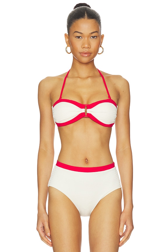view 2 of 5 HAUT DE MAILLOT DE BAIN FORME BANDEAU BAND WAVE TRIM in Ecru