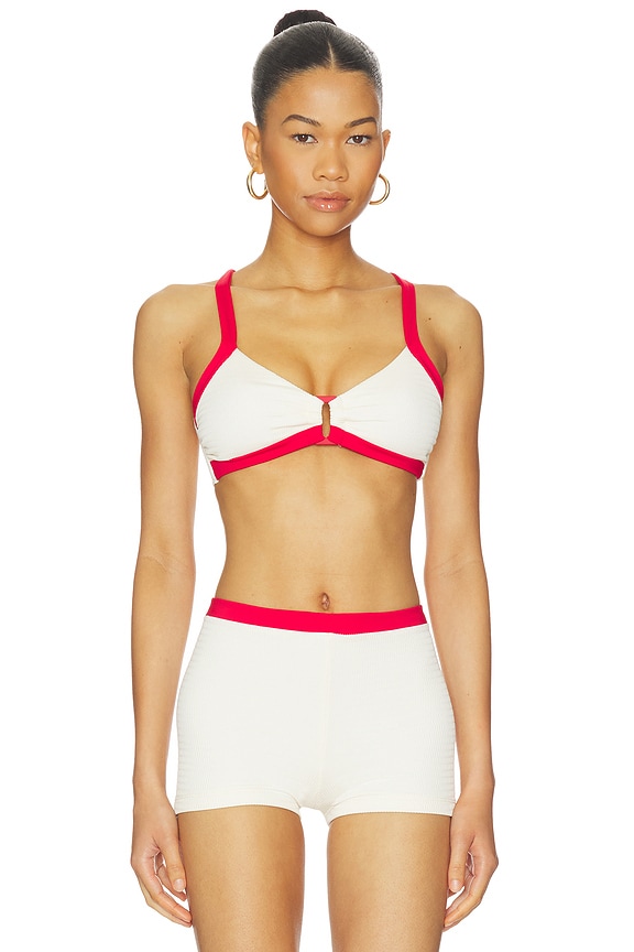 view 1 of 4 HAUT DE MAILLOT DE BAIN BRASSIÈRE BAND WAVE TRIM FRONT in Ecru