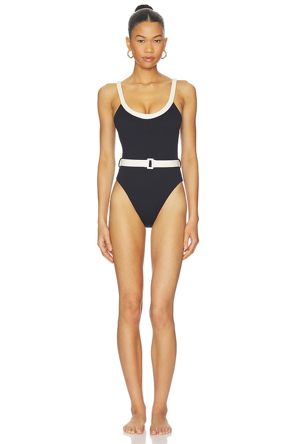 view 1 of 3 MAILLOT DE BAIN 1 PIÈCE BAND WAVE BELTED RETRO in Black