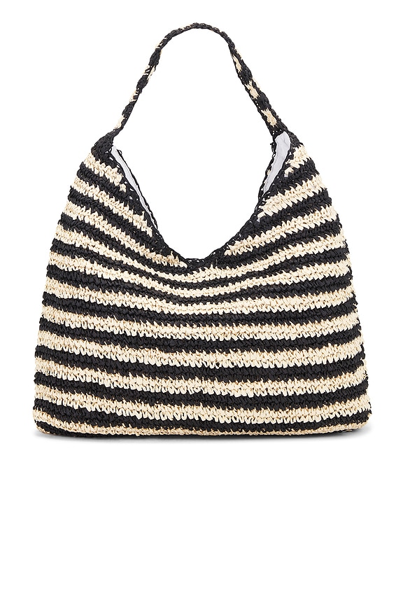view 2 of 4 Raffia Stripe Tote in Natural & Black