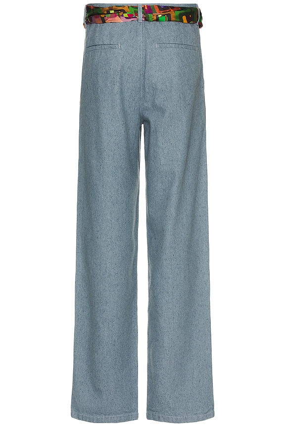 view 2 of 7 Satin Belt Jean in Light Blue