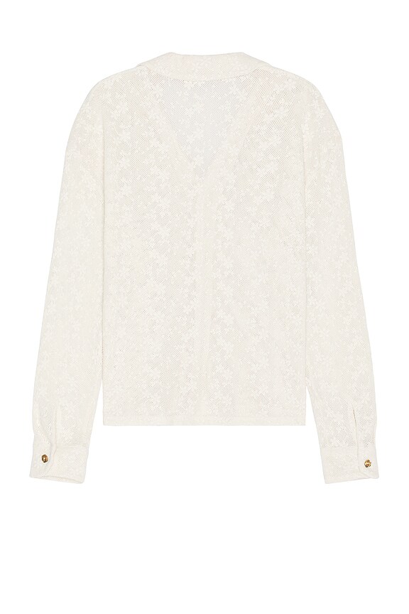 view 2 of 3 Henry Resort Collar Crocheted Long Sleeve Shirt in Ecru