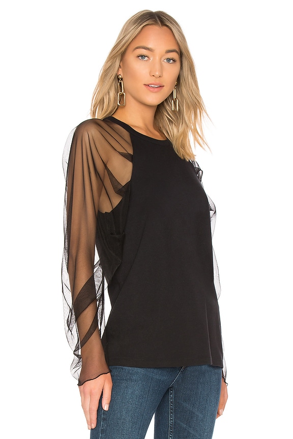 view 2 of 4 Tulle Sleeve Top in Black
