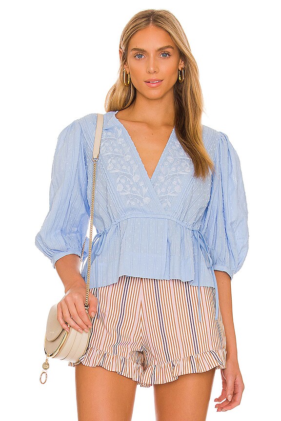 view 1 of 4 Embroidered Top in Tender Blue