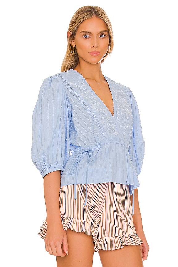 view 2 of 4 Embroidered Top in Tender Blue