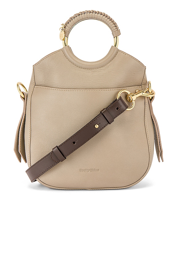 view 1 of 5 Monroe Small Leather Bracelet Tote in Motty Grey