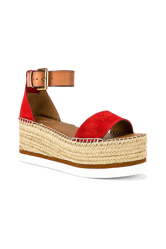 view 2 of 5 SANDALIA GLYN PLATFORM in Red & Natural Calf