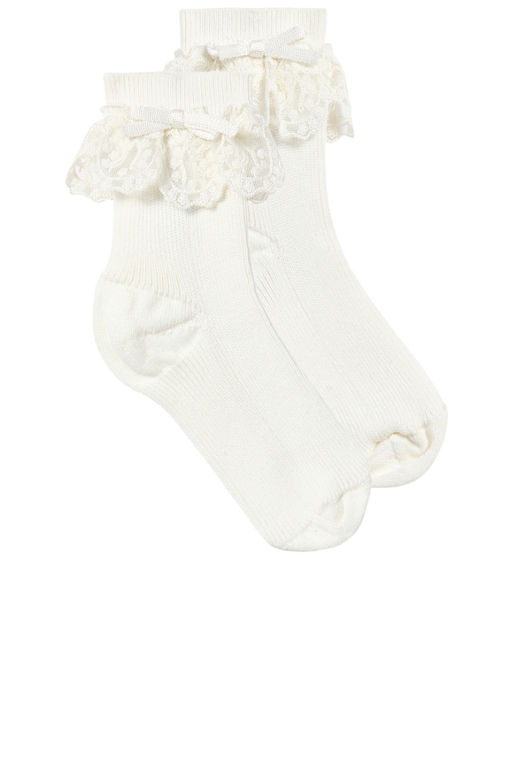 view 2 of 4 Kids Lace Trim Bow Socks in Multi