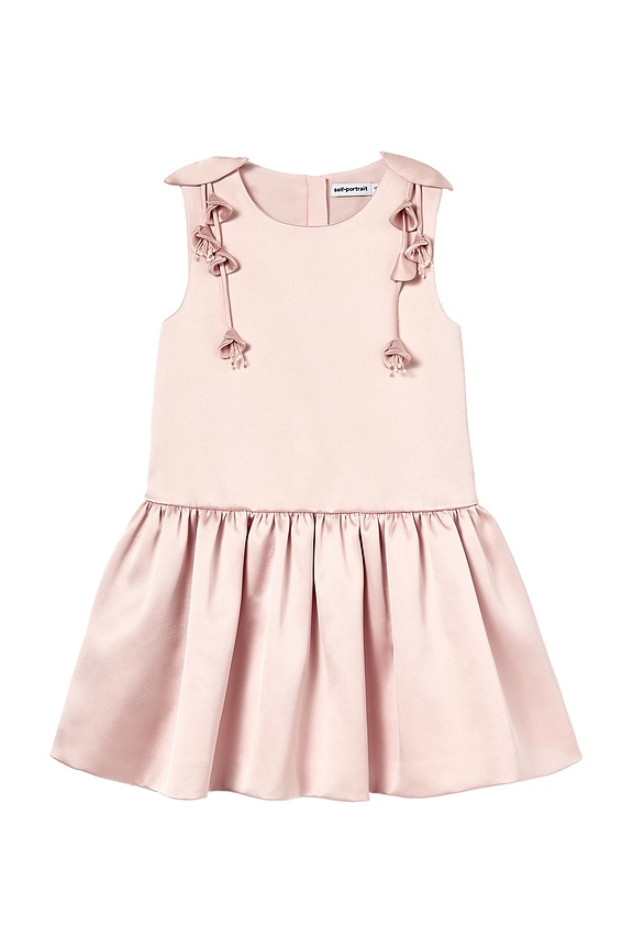 view 1 of 2 Kids Satin Sleeveless Flower Dress in Pink