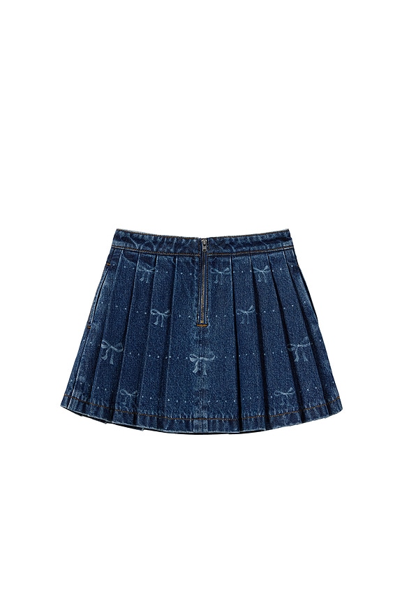 view 2 of 2 Kids Denim Bow Print Skirt in Blue