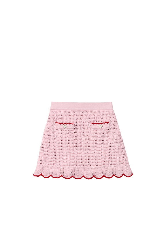 view 1 of 2 Kids Textured Knit Heart Detail Skirt in Pink