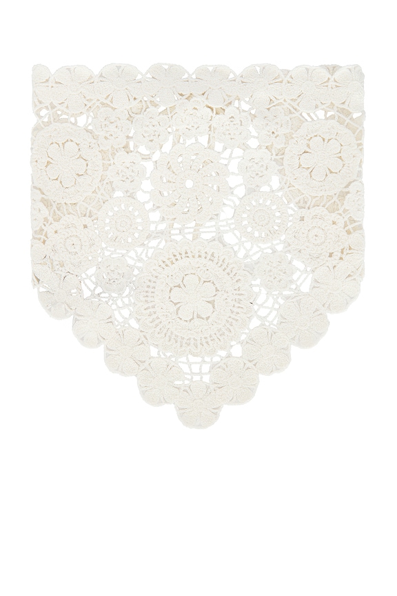 view 1 of 2 White Cotton Crochet Bandana in White