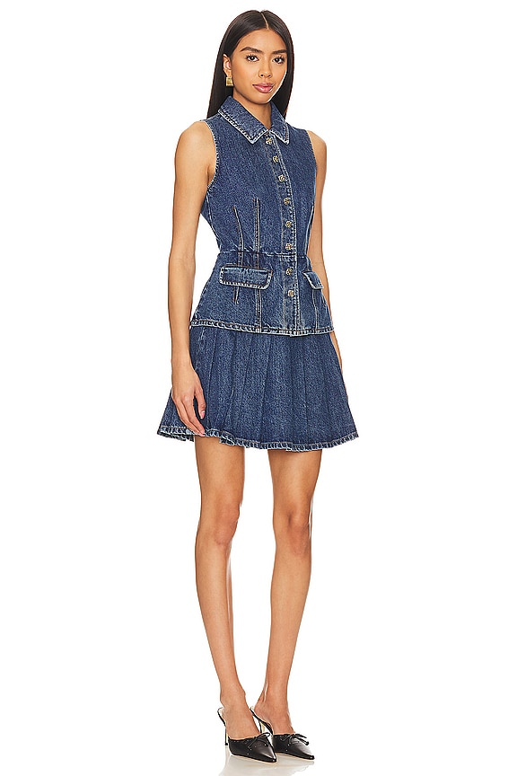 view 2 of 4 Tailored Denim Mini Dress in Mid Blue