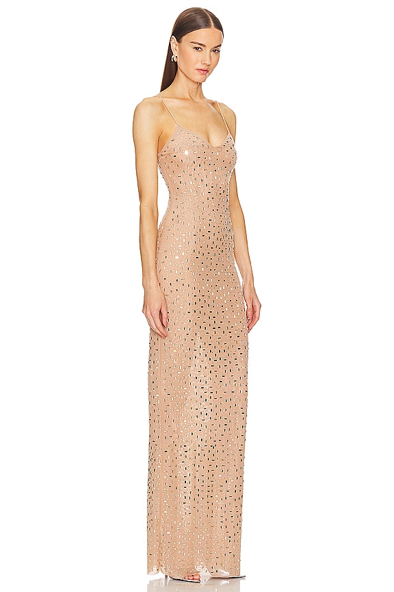 view 2 of 4 Rhinestone Mesh Maxi Dress in Gold