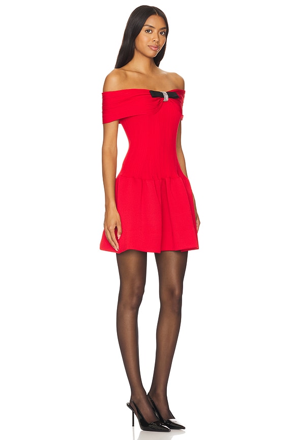 view 2 of 4 ROBE MINI AVEC NŒUD KNIT in Red
