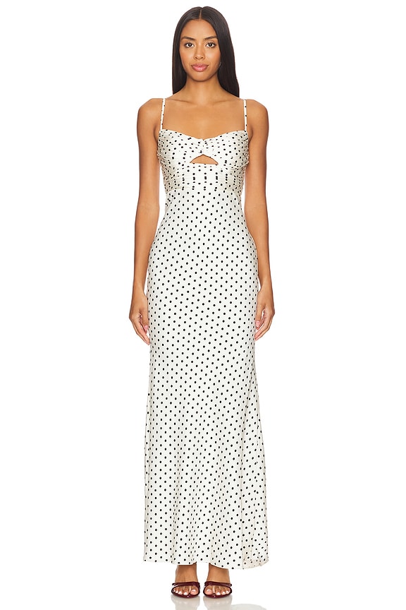 view 2 of 5 Polka Dot Satin Maxi Dress in Cream
