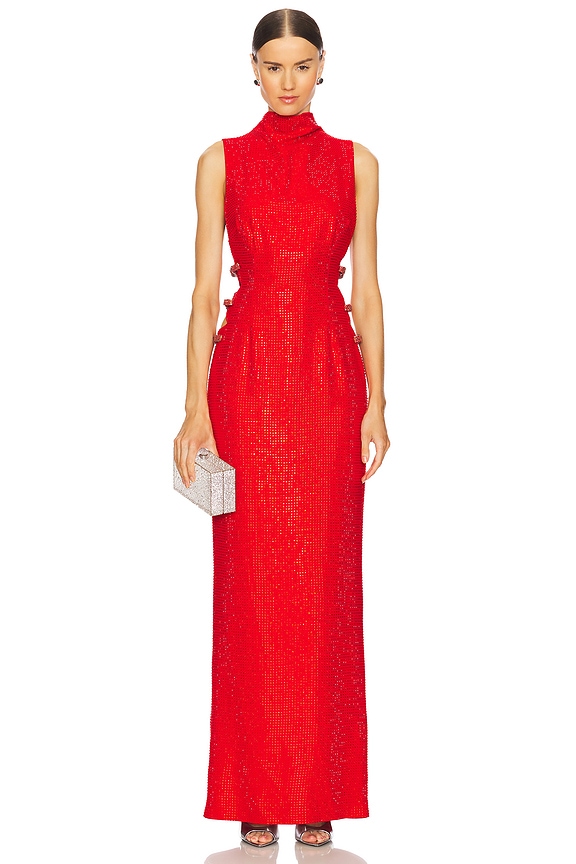 view 2 of 5 Rhinestone Maxi Dress in Red