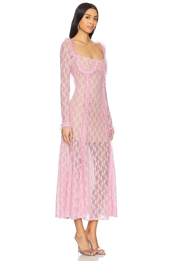 view 2 of 4 x Christopher Kane Lace Ruffle Midi Dress in Pink