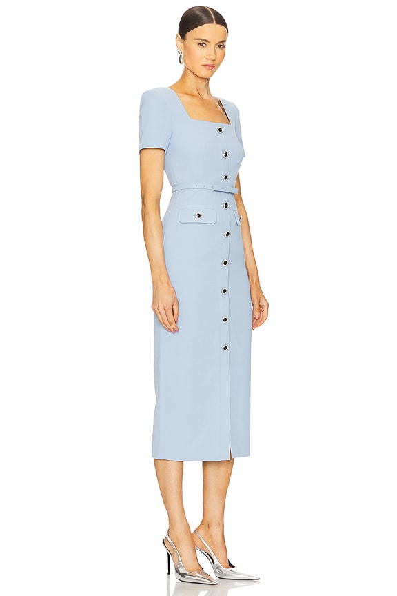 view 2 of 4 Crepe Button Midi Dress in Blue