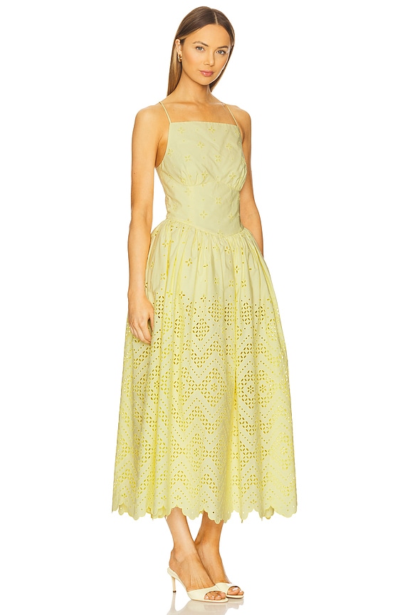 view 2 of 3 Cotton Broderie Midi Dress in Yellow