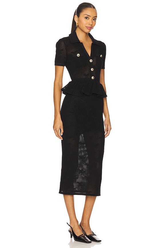 view 2 of 4 ROBE MIDI EN MAILLE CROCHET in Black