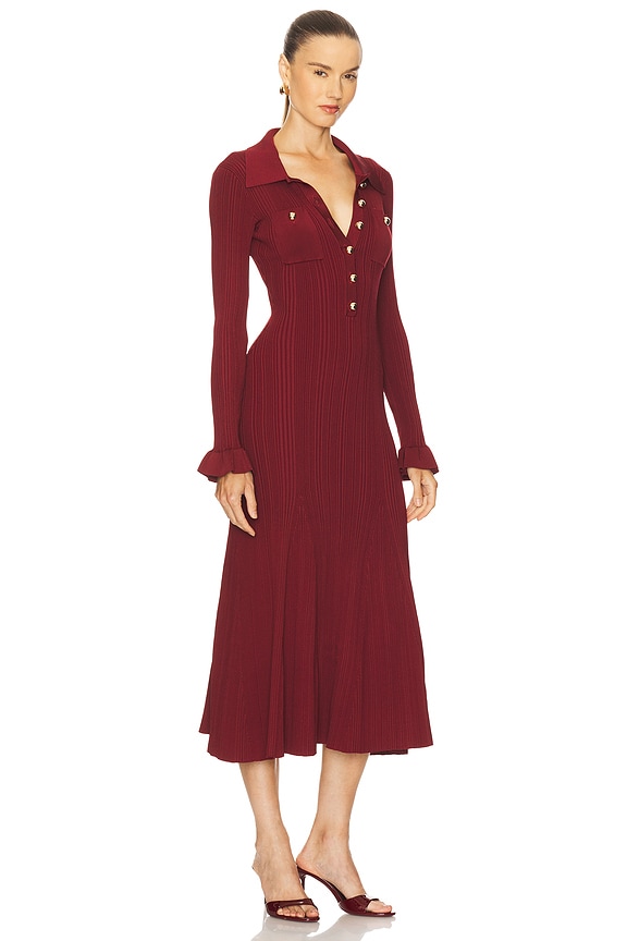 view 2 of 3 Ribbed Knit Midi Dress in Burgundy