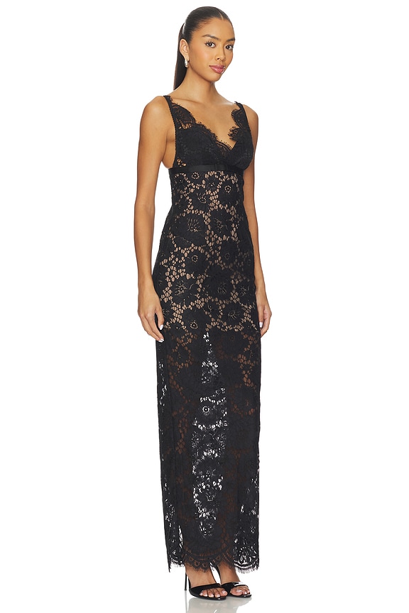 view 2 of 4 Floral Lace Maxi Dress in Black