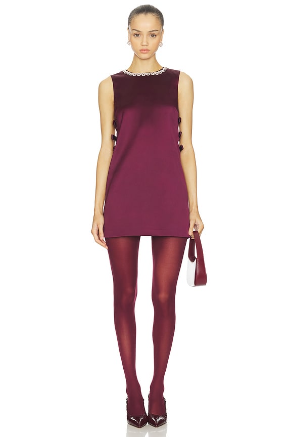 view 2 of 5 Burgundy Satin Cut Out Mini Dress in Burgundy