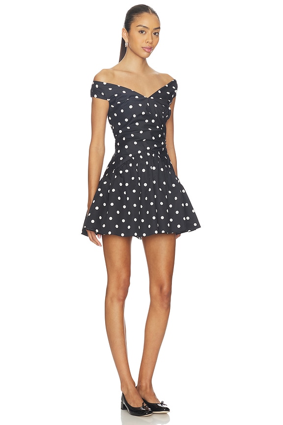 view 2 of 3 Polka Dot Cotton Mini Dress in Black