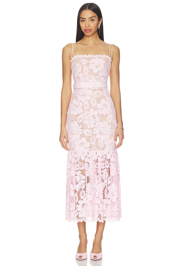 view 1 of 4 Pink Crochet Lace Midi Dress in Pink