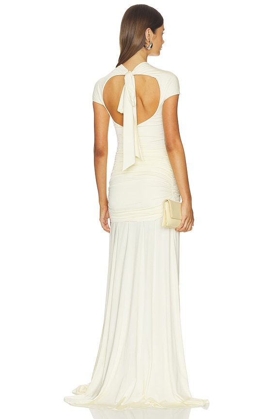 self-portrait Yellow Jersey Draped Maxi Dress in Yellow | REVOLVE