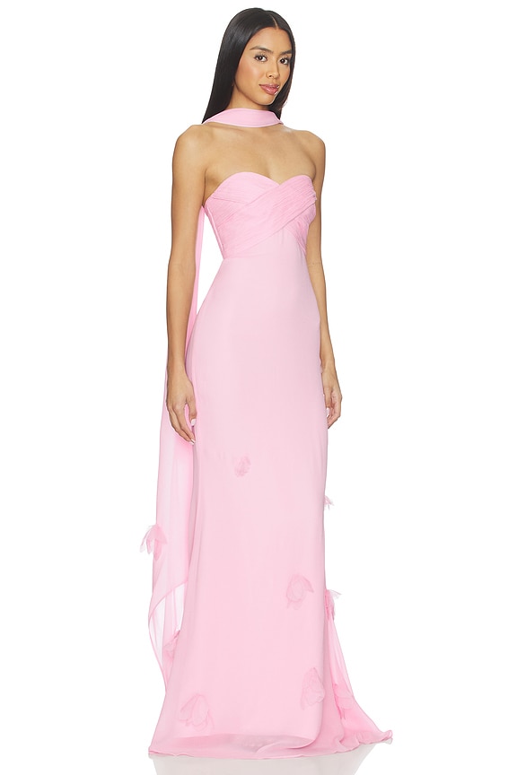 view 1 of 5 Pink Georgette Scarf Maxi Dress in Pink