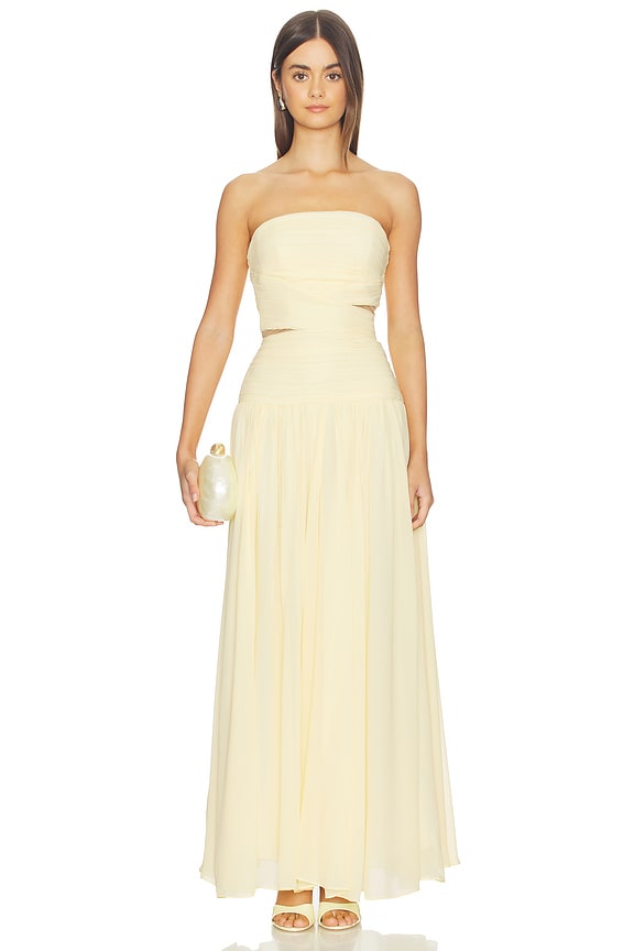 view 2 of 4 Yellow Georgette Scarf Midi Dress in Yellow