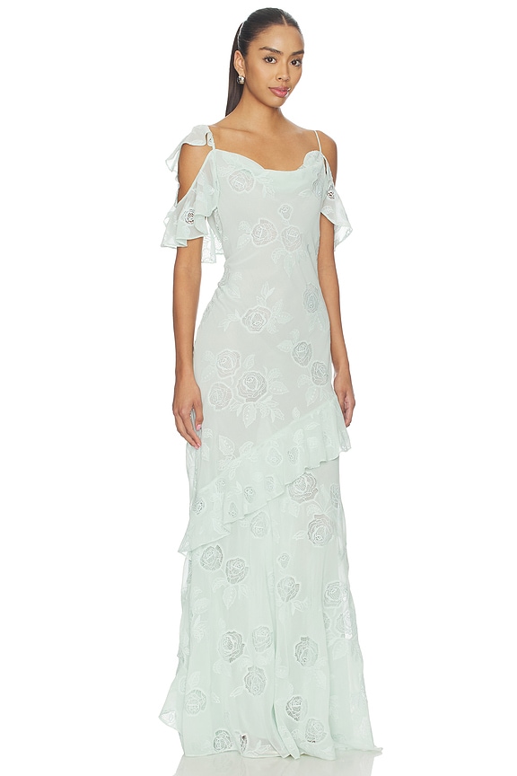 view 2 of 4 MAXIVESTIDO MINT EMBROIDERED GEORGETTE in Green