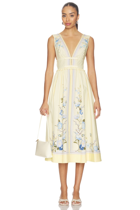 view 1 of 3 Yellow Floral Cotton Midi Dress in Yellow