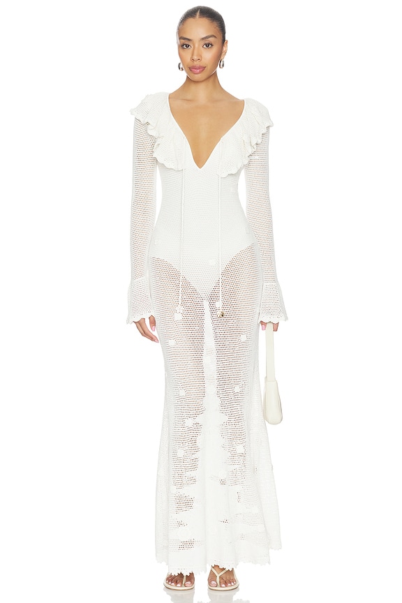 view 1 of 4 White Floral Crochet Dress in White