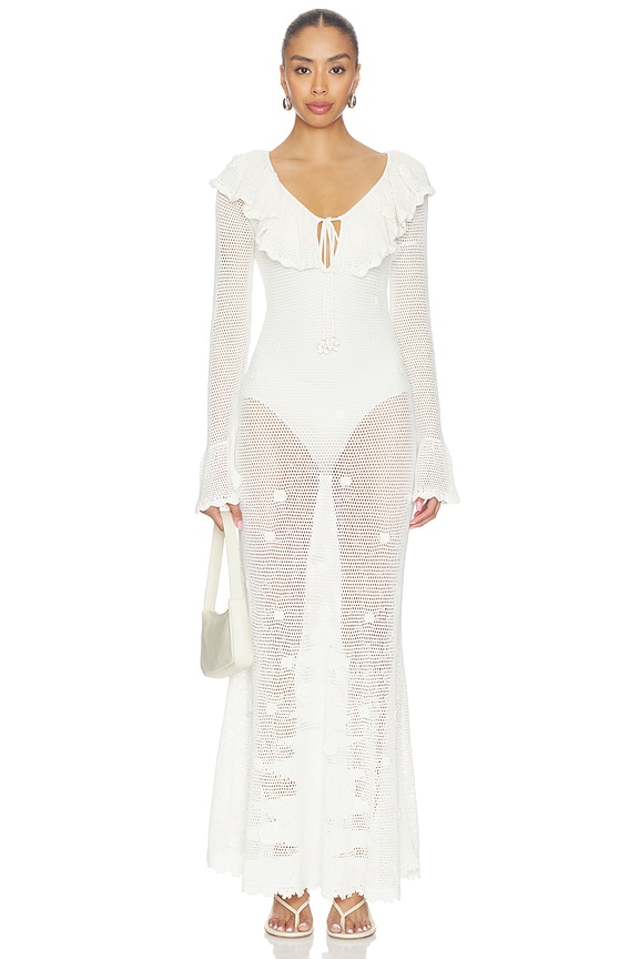 view 2 of 4 White Floral Crochet Dress in White