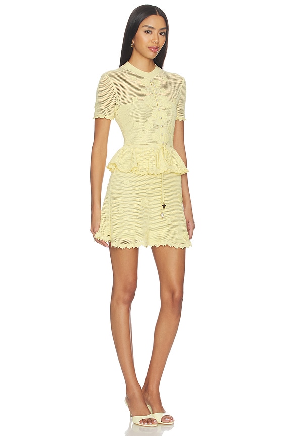 view 2 of 4 Yellow Floral Crochet Mini Dress in Yellow