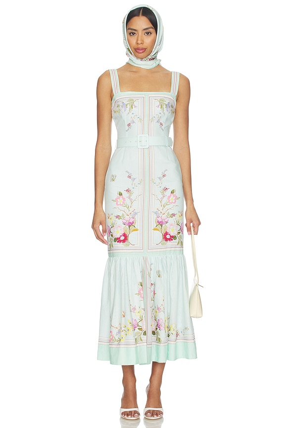 view 1 of 3 Mint Floral Linen Dress in Green