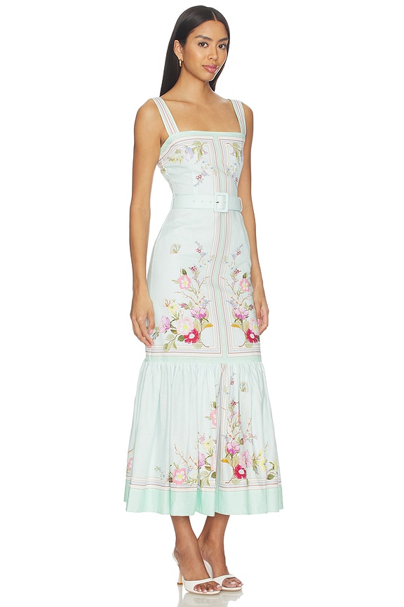 view 2 of 3 Mint Floral Linen Dress in Green