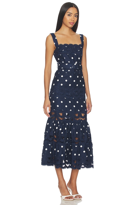 view 2 of 4 Navy Polka Dot Linen Dress in Navy