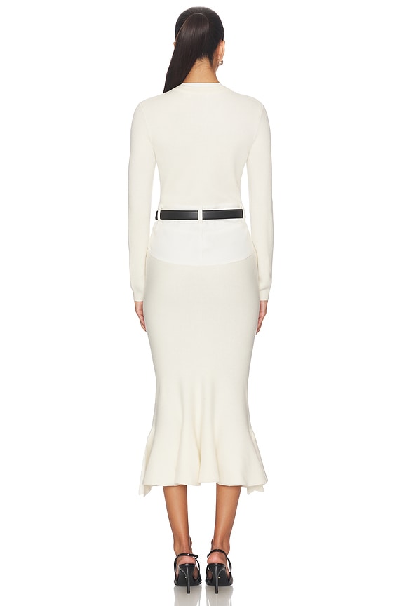 Cream Knit Denim Insert Midi Dress thumbnail 2