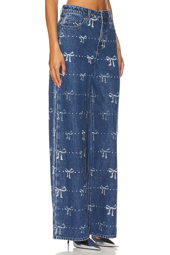 view 2 of 6 Bow Print Jeans in Blue