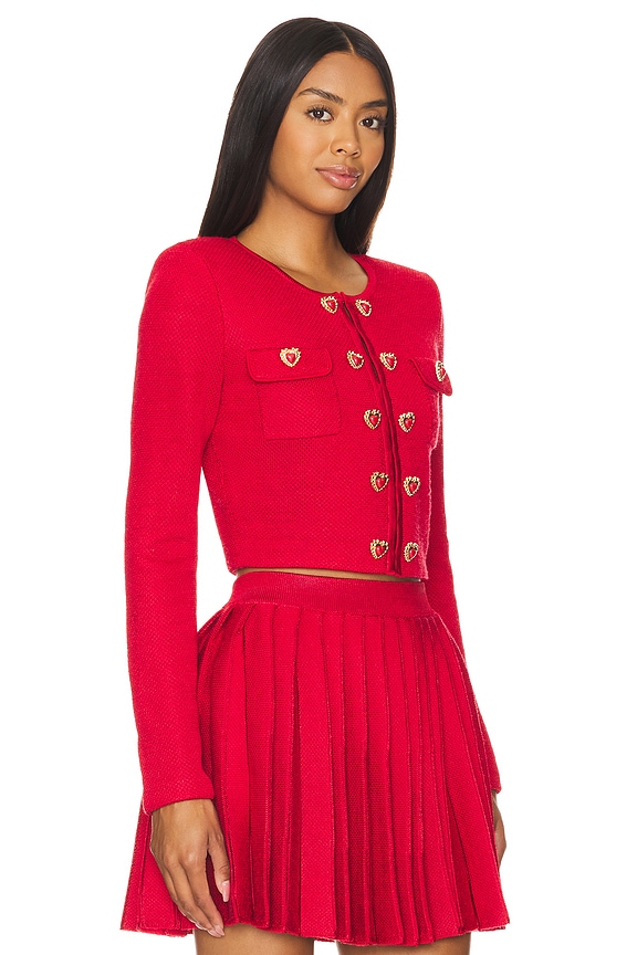 view 2 of 5 Knit Heart Buttoned Cardigan in Red