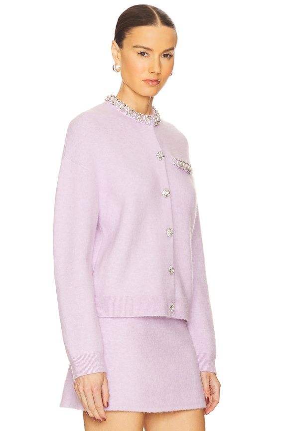 view 2 of 5 Crystal Trim Cardigan in Lilac