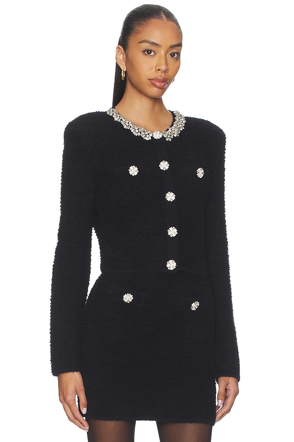 view 2 of 5 Black Crystal Trim Cardigan in Black