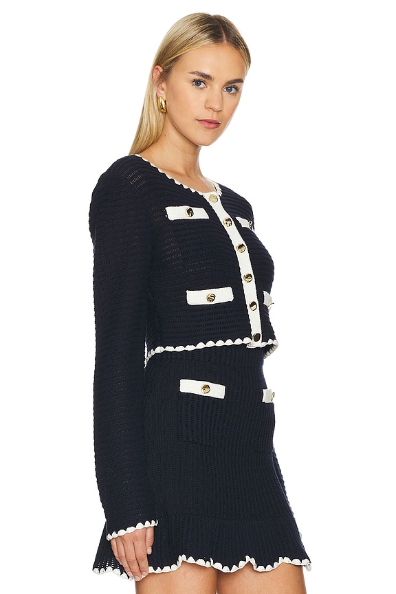 view 2 of 4 CÁRDIGAN RIBETEADO CONTRAST in Navy