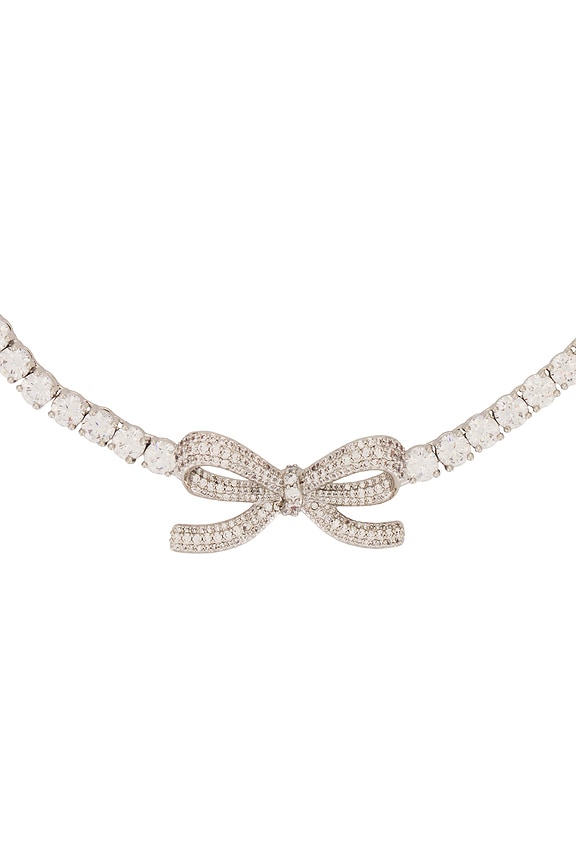 view 2 of 2 Diamante Bow Tennis Choker in Silver